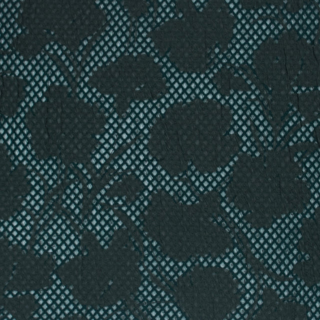 Emerald Green Wool and Acrylic Netting Backed by Fine Floral Knit