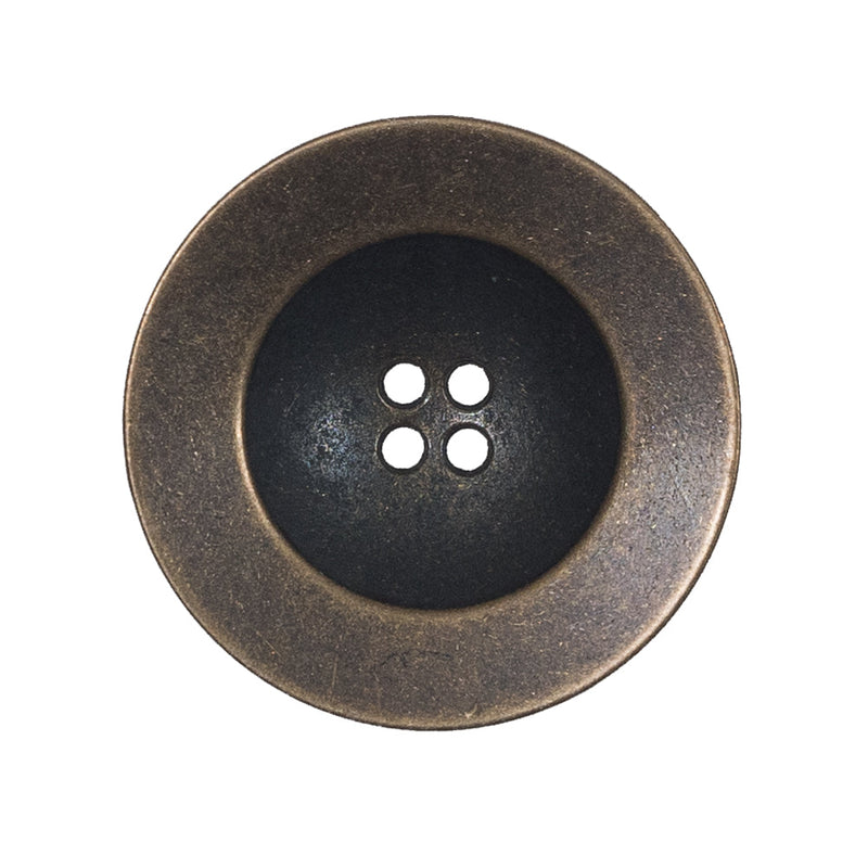 Italian Antique Gold Metal 4-Hole Button - 44L/28mm