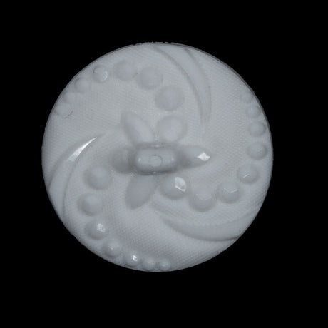 White Floral Nylon Shank Back Button - 44L/28mm