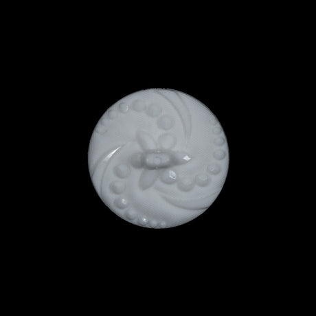 White Floral Plastic Shank-Back Button - 30L/19mm