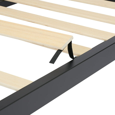 Mainstays Metal Bed Frame with Wood Legs, Black, Twin