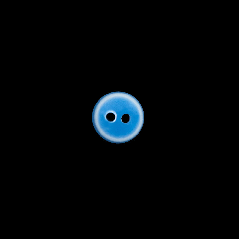 Blue and White Plastic Button - 16L/10mm