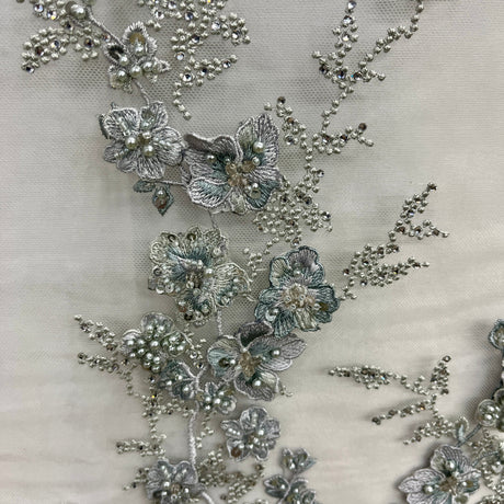 Beaded 3D Floral Lace Sage