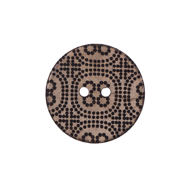 Italian Brown Etched Coconut Button - 36L/23mm