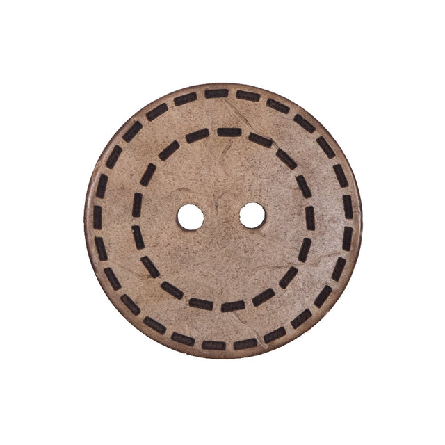 Italian Brown Etched Coconut Button - 40L/25.5mm