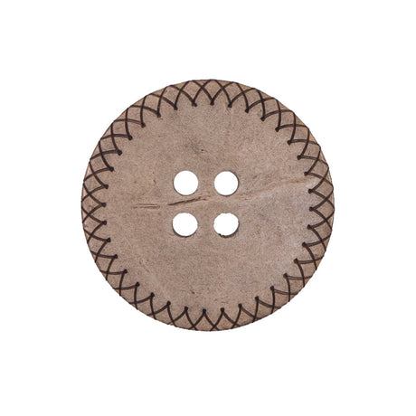 Italian Brown Etched Coconut Button - 40L/25.5mm