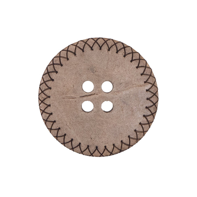 Italian Brown Etched Coconut Button - 40L/25.5mm