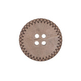 Italian Brown Etched Coconut Button - 36L/23mm