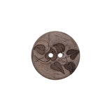 Italian Brown Leafy Etched Coconut Button - 28L/18mm