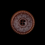 Italian Brown and White Etched Plastic Button - 35L/22mm