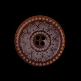 Italian Brown and White Etched Plastic Button - 40L/25.5mm