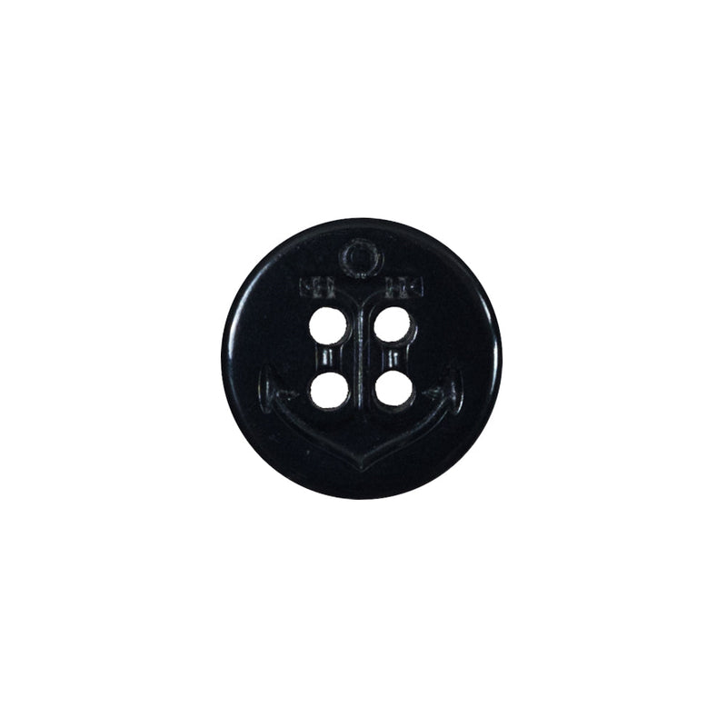Black Anchor 4-Hole Plastic Button - 24L/15mm