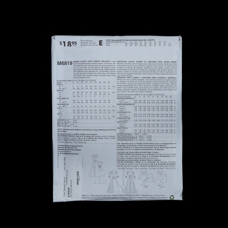 McCalls Costume Pattern M6819 Size A5