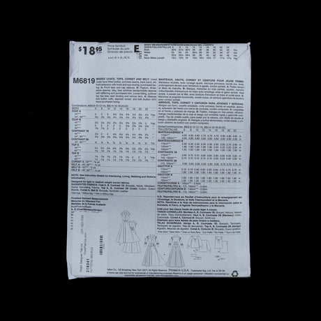 McCalls Costume Pattern M6819 Size E5
