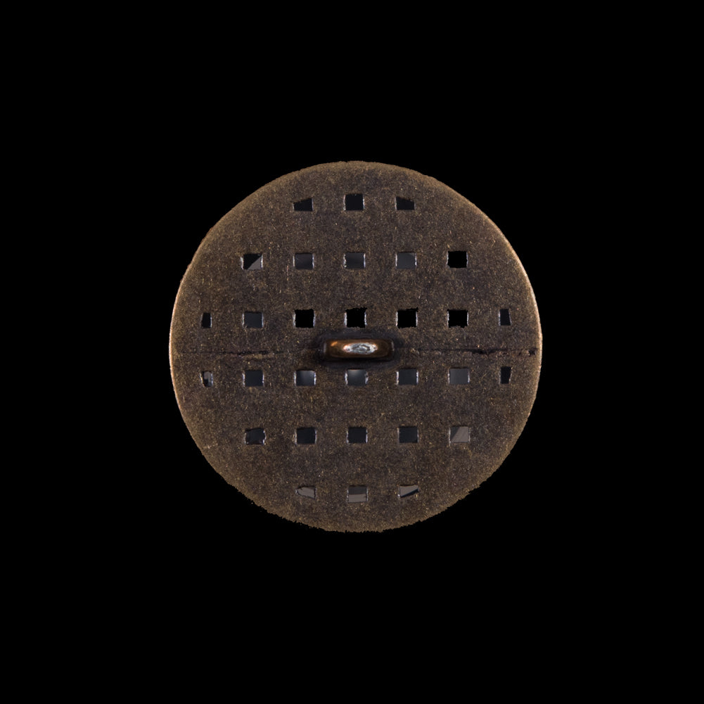 Italian Antique Gold Metal Lattice Shank Back Button - 36L/23mm