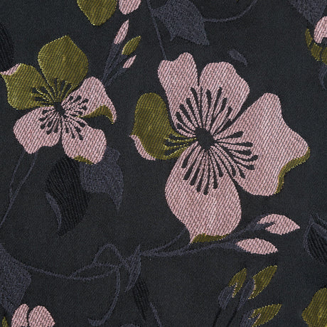 Black, Pink and Lime Reversible Floral Brocade