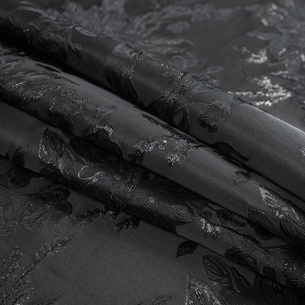 Black on Black Metallic Floral Brocade