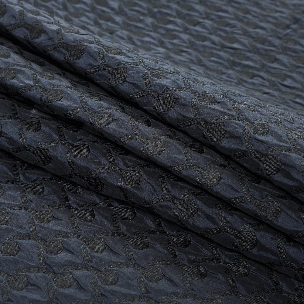 Black and Navy Quilted Brocade