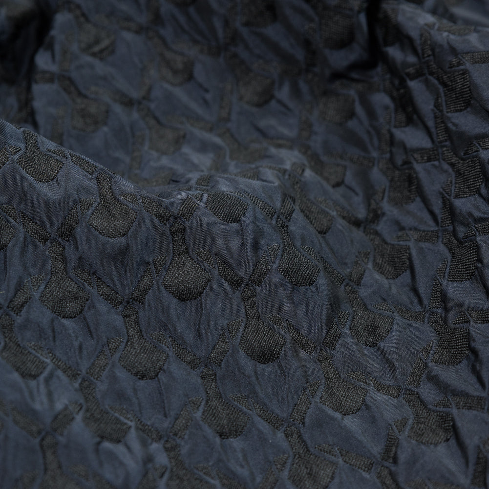 Black and Navy Quilted Brocade