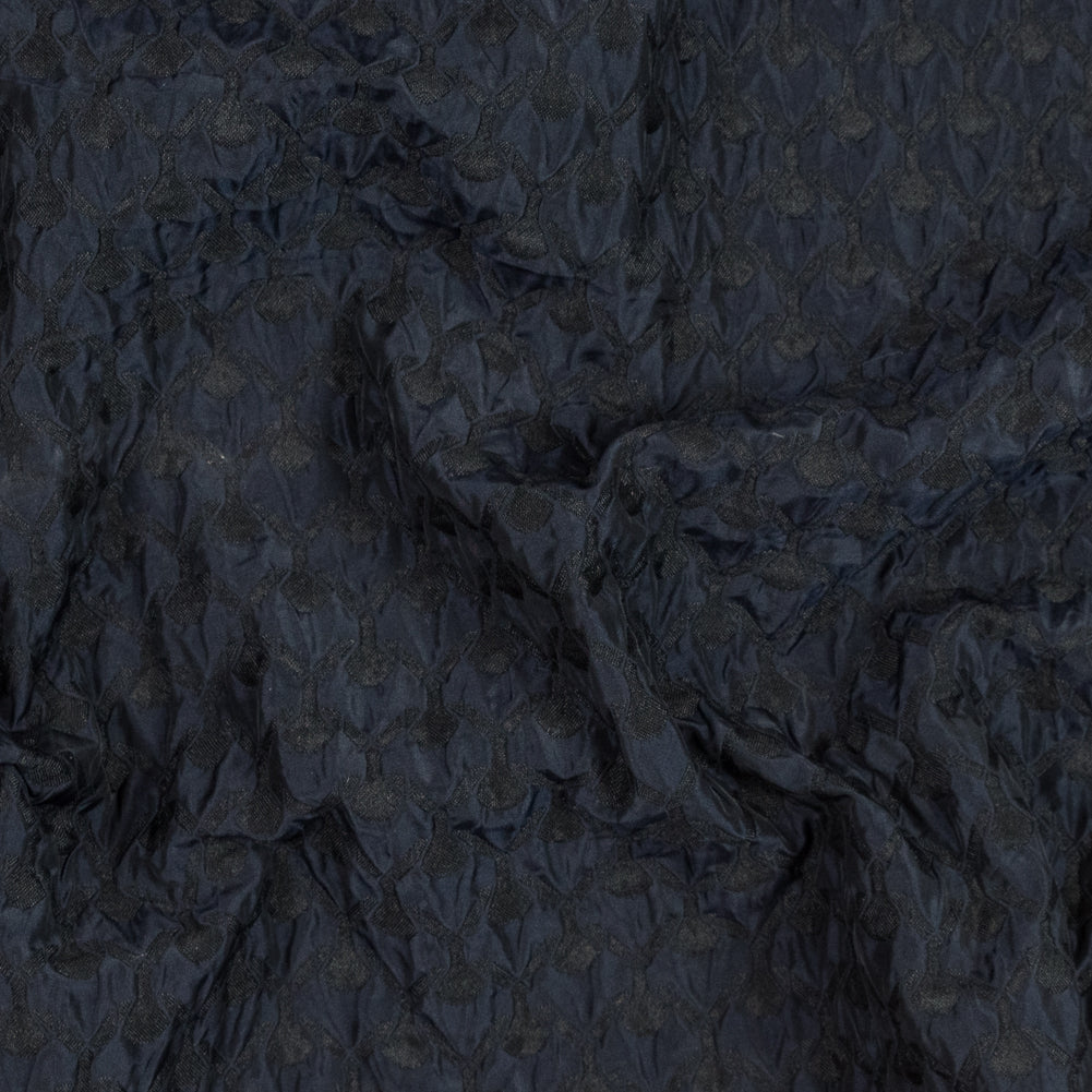 Black and Navy Quilted Brocade