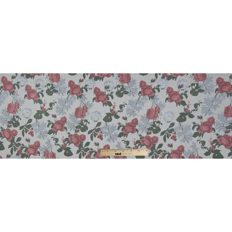 White, Pink and Green Floral Jacquard