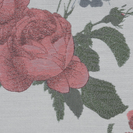 White, Pink and Green Floral Jacquard