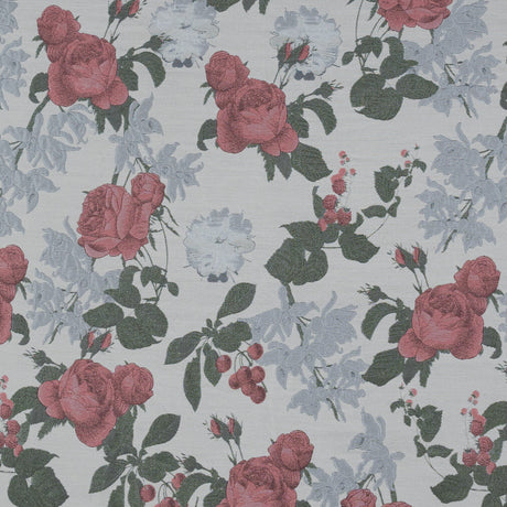 White, Pink and Green Floral Jacquard