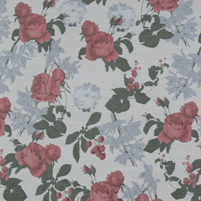 White, Pink and Green Floral Jacquard