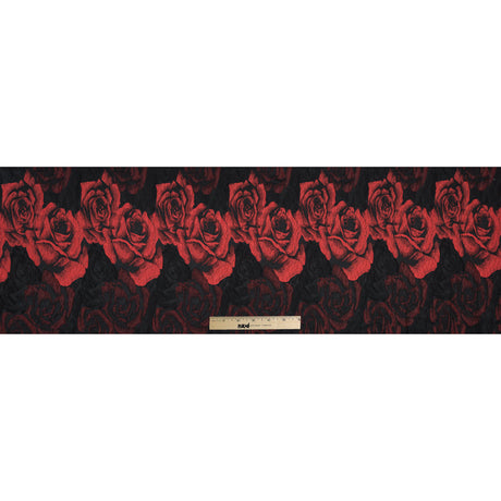 Black and Red Textural Floral Brocade