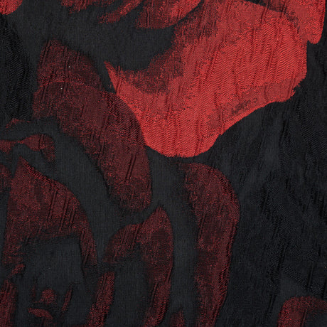 Black and Red Textural Floral Brocade