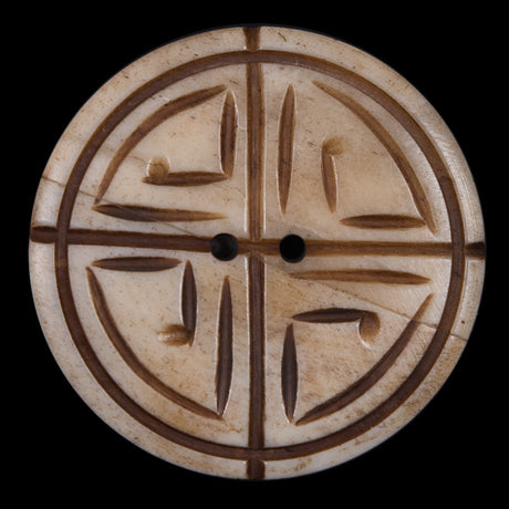 Carved Natural Bone Button - 60L/38mm