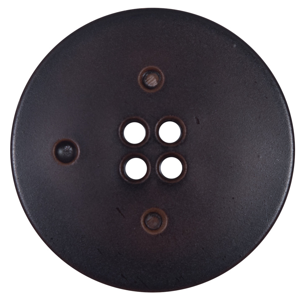 Italian Brown Faux Leather Button - 64L/40.5mm
