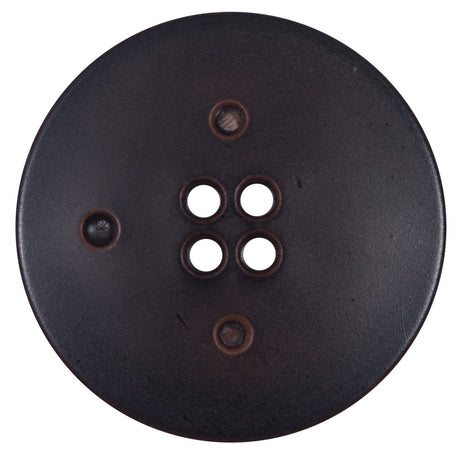 Italian Brown Faux Leather Button - 64L/40.5mm