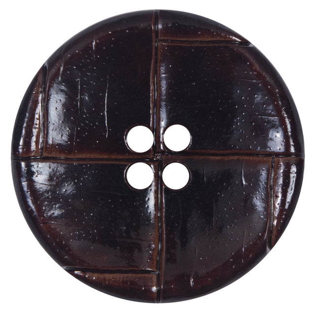 Italian Brown Faux Leather Button - 64L/40.5mm