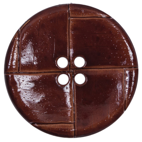 Italian Light Brown Faux Leather Button - 64L/40.5mm