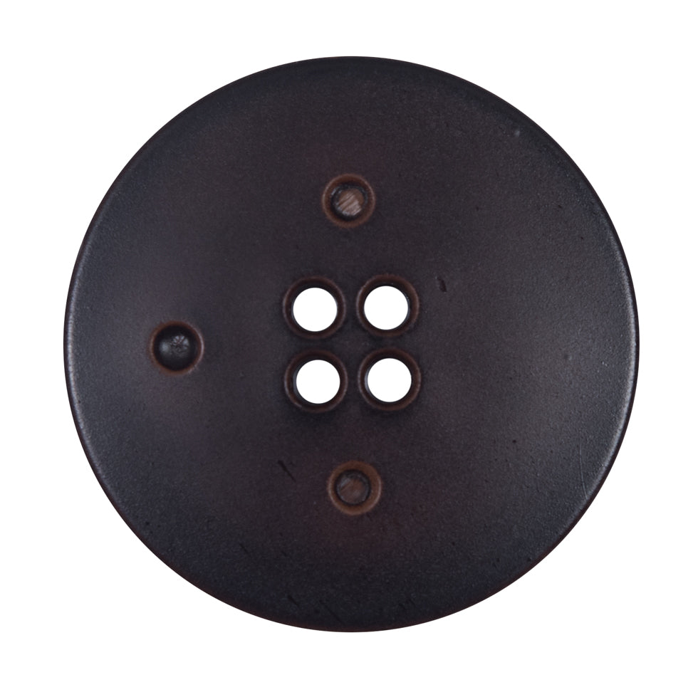 Italian Brown Faux Leather Button - 54L/34mm