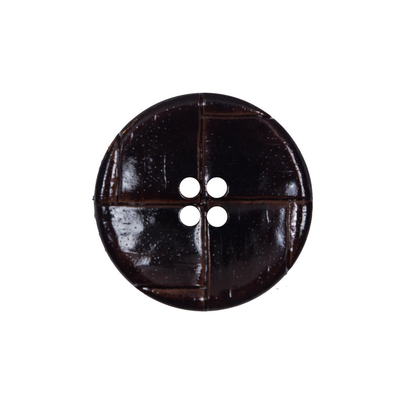 Italian Brown Faux Leather Button - 36L/23mm