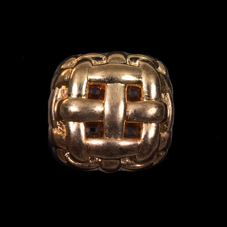 Gold Plastic Basketwoven Shank Back Button - 34L/21.5mm