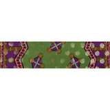 Purple and Green Waxed Cotton African Print with Inlaid Pattern and Metallic Ombre Spiral Foil