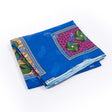 Bright Blue Waxed Cotton African Print with Inlaid Pattern and Metallic Blue Leafy Foil
