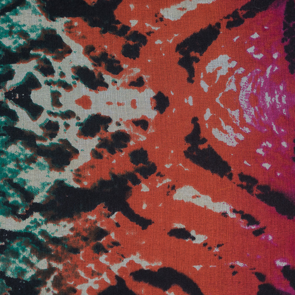 Green, Pink and White Python and Zebra Printed Silk Chiffon