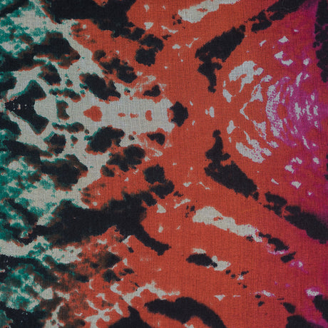 Green, Pink and White Python and Zebra Printed Silk Chiffon
