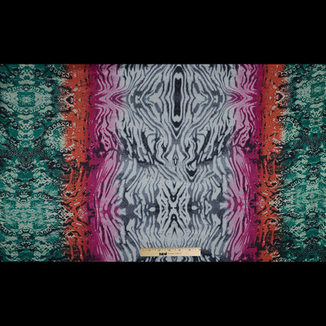 Green, Pink and White Python and Zebra Printed Silk Chiffon