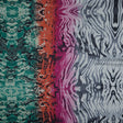 Green, Pink and White Python and Zebra Printed Silk Chiffon