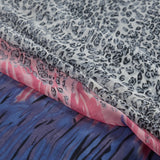 Cool Gray, Yellow, Blue and Pink Cheetah Printed Silk Chiffon
