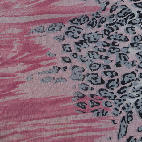 Cool Gray, Yellow, Blue and Pink Cheetah Printed Silk Chiffon
