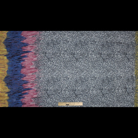 Cool Gray, Yellow, Blue and Pink Cheetah Printed Silk Chiffon