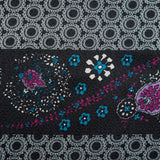 Gray and Purple Floral and Geometric Striped Silk Charmeuse