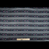 Gray and Purple Floral and Geometric Striped Silk Charmeuse