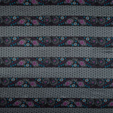 Gray and Purple Floral and Geometric Striped Silk Charmeuse